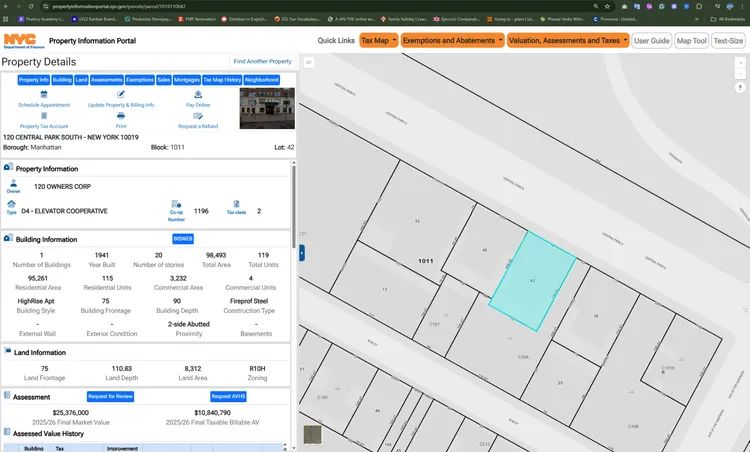 Property details and interactive map interface